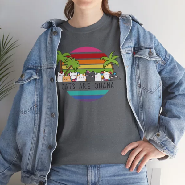 "Cats are Ohana"  Unisex Heavy Cotton Tee - Image 131