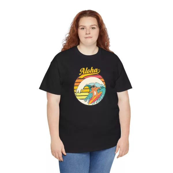 "Surf Cat" Unisex Heavy Cotton Tee - Image 96