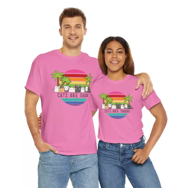 "Cats are Ohana"  Unisex Heavy Cotton Tee - Image 267