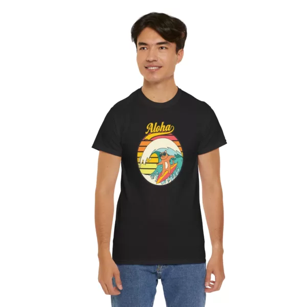 "Surf Cat" Unisex Heavy Cotton Tee - Image 102