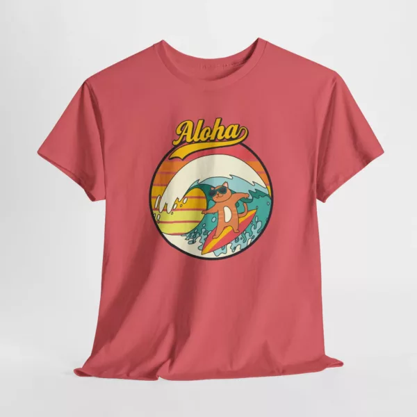"Surf Cat" Unisex Heavy Cotton Tee - Image 61