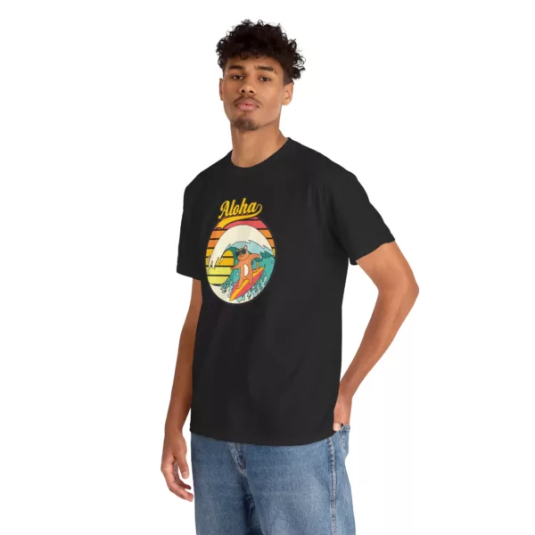"Surf Cat" Unisex Heavy Cotton Tee - Image 95