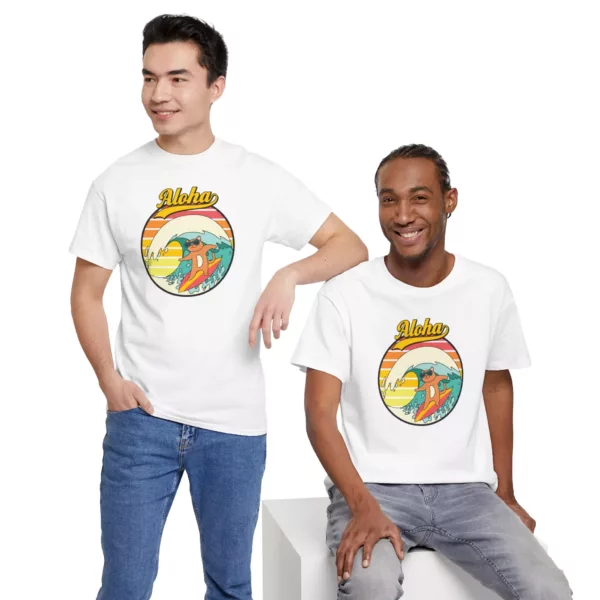 "Surf Cat" Unisex Heavy Cotton Tee - Image 26