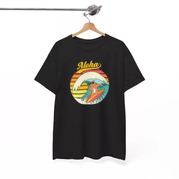 "Surf Cat" Unisex Heavy Cotton Tee - Image 89