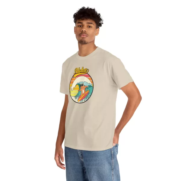 "Surf Cat" Unisex Heavy Cotton Tee - Image 122
