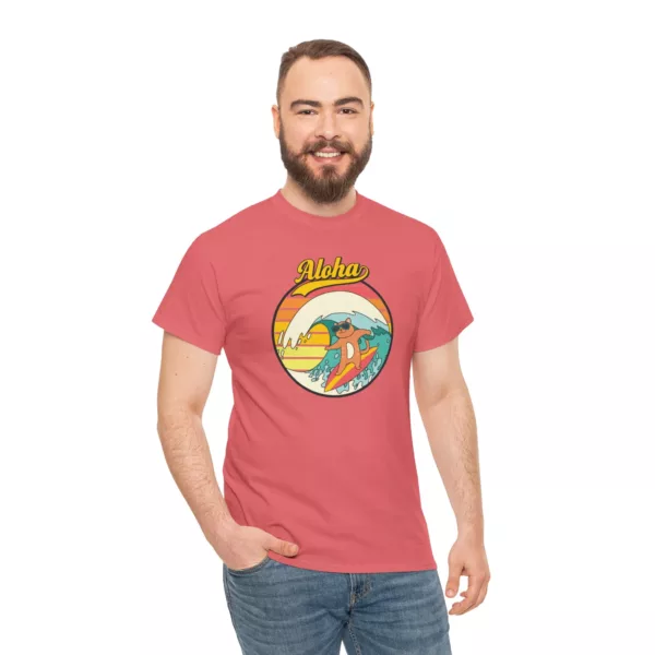 "Surf Cat" Unisex Heavy Cotton Tee - Image 67