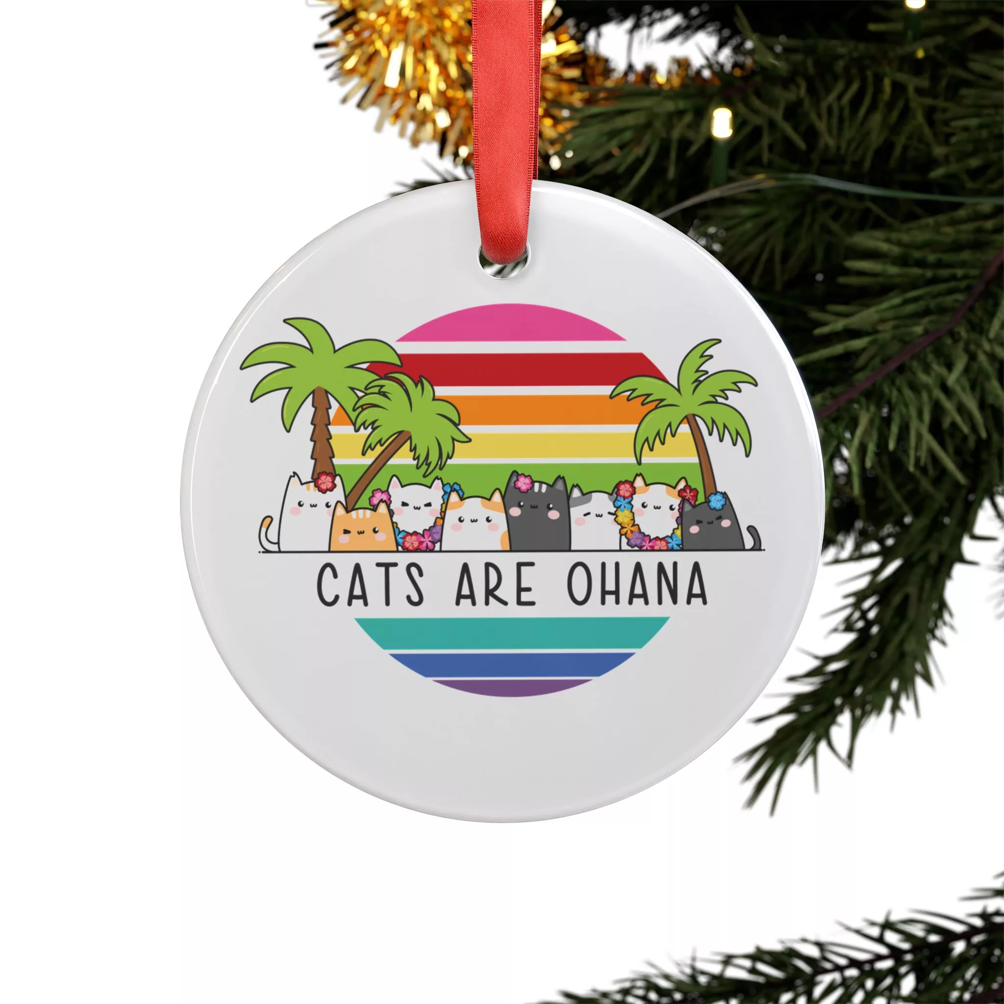 “Cats are Ohana” Christmas Ornament - Image 4
